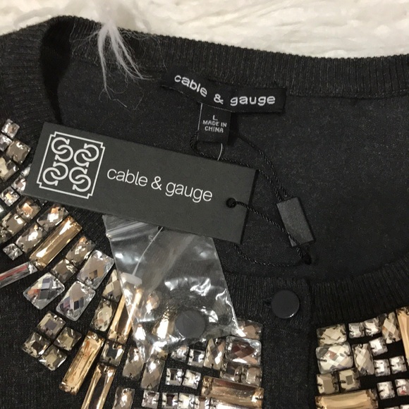 Cable & Gauge Gray Embellished Cardigan - Picture 6 of 7